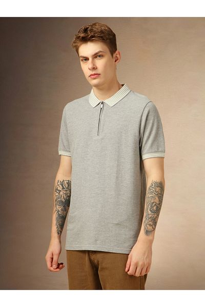 Dennis Lingo By Styli Regular Fit Polo Collar T-Shirt with Zipper Detail