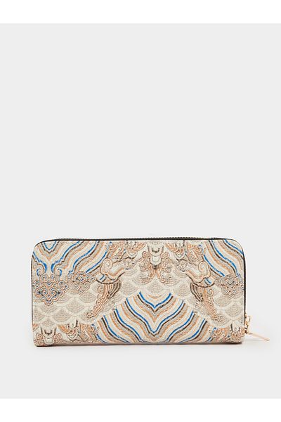 Styli Embroidered Zip Around Wallet