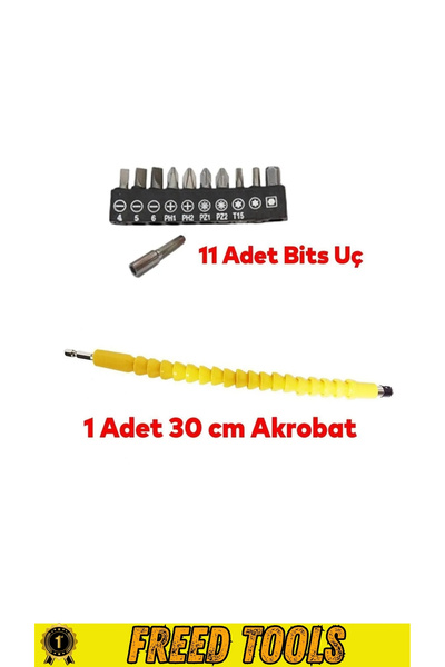 FREED TOOLS Bıts ucu akrobat ve köşe vidalama matkap ucu seti
