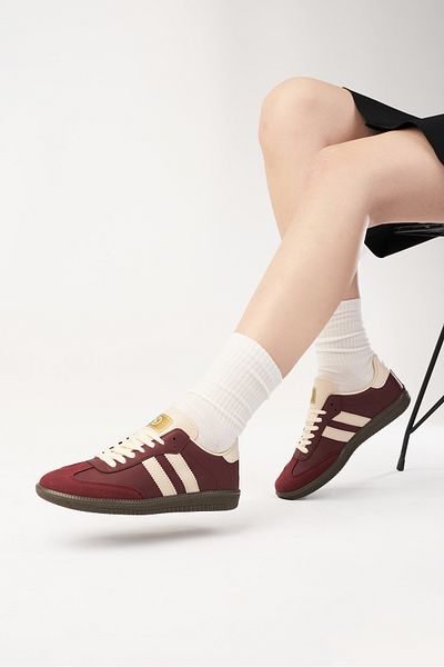 SOLDOY Women's Burgundy White Orthopedic Sole Casual Sports Shoes Sneaker