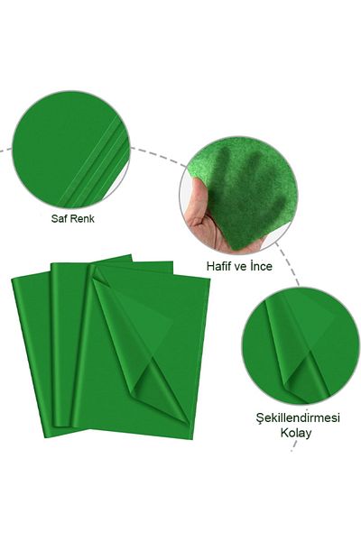 OLİ Art 20X30 Green Pelur Paper 100 Pieces Milaj Paper Thin Pelur Paper A4 100's