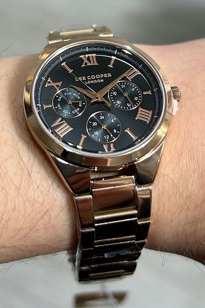 Lee Cooper Inner Functions Active Black Dial Metal Band Rose Gold – Roman Numeral Women's Wristwatch