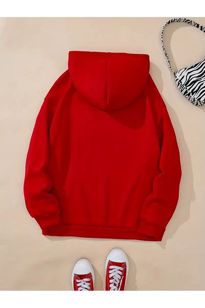NEW TRENDY COLLECTİON Суитшърт с качулка и щампа Лондон, ежедневен суитшърт с дълъг ръкав и качулка