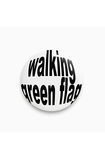 rebelberi Walking Green Flag Yazılı Sarkastik Stil Y2K Grunge Rozet