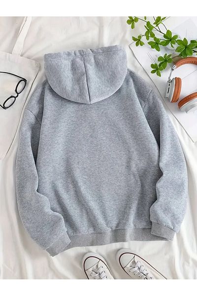 NEW TRENDY COLLECTİON Trden 女式可爱小熊和字母印花连帽衫