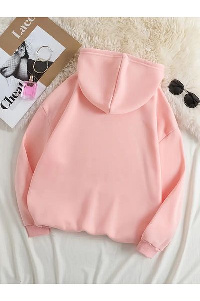 NEW TRENDY COLLECTİON Γυναικείο casual ροζ κουκούλα με στάμπα "I'M JUST A GIRL" - Άνετο μακρυμάνικο