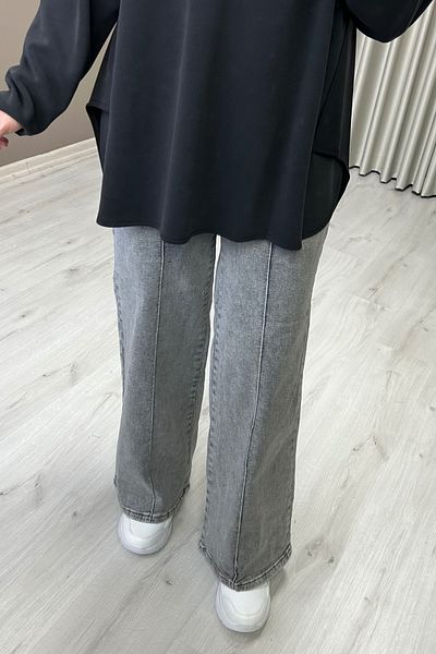 NOSHE Blugi Palazzo de damă din Lycra cu detaliu de iarbă cu picioare largi