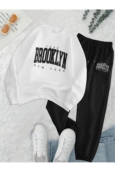 NEW TRENDY COLLECTİON Γυναικείο Σετ φούτερ Brooklyn New York και παντελόνι Jogger