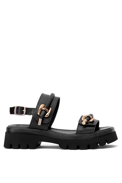 Ayakkabı Fuarı Women's Elite Dk523-016 Black Flat Sandals Clothing Condition: New, Architect: Flat