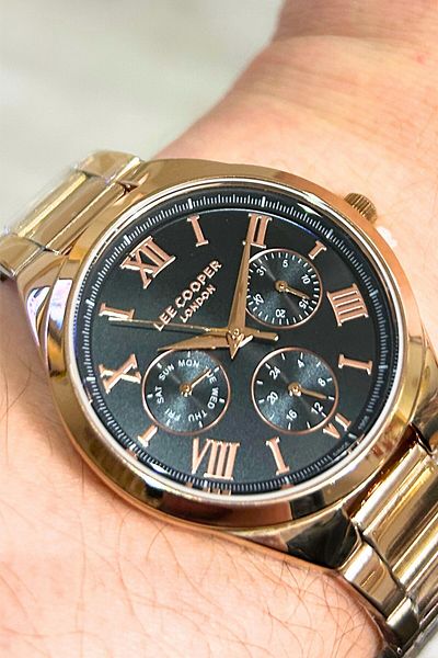 Lee Cooper Inner Functions Active Black Dial Metal Band Rose Gold – Roman Numeral Women's Wristwatch