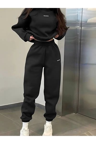 NEW TRENDY COLLECTİON Дамски комплект за отдих на открито, 2 части, суитшърт с дълъг ръкав и дълъг панталон