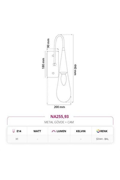 Moda Aydınlatma Dekoratif İç Mekan Aplik Siyah Bal MD-A 5258-90