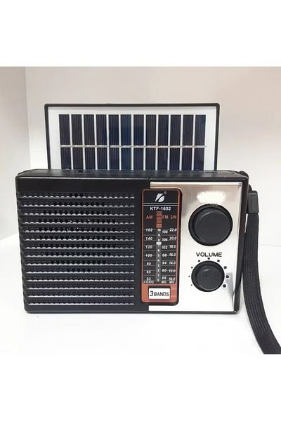 Primo Plus Solar Powered Bluetooth Radio with 1200mAh Rechargeable Battery, Support USB/TF AM/FM/SW1-6
