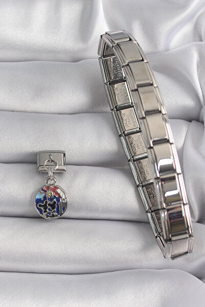 ForWhat Zarif Kadın için Silver Çelik Dünya Bileklik