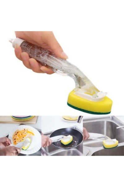 Generic افضل إسفنجة أطباق مع حاوية منظف ومقبض