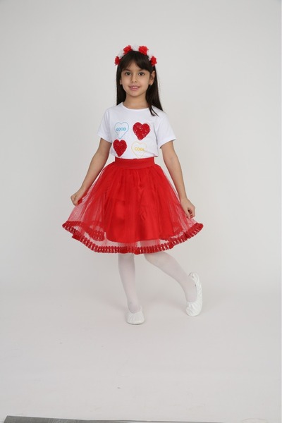 Nacar KIZ ÇOCUK 23 NİSAN GÖSTERİ T-SHİRT (yalnızca üst)