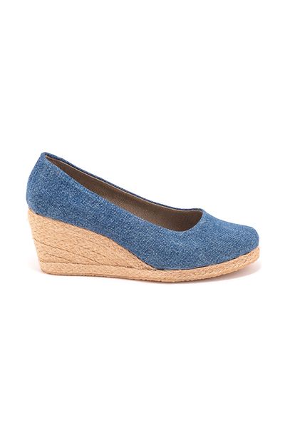 Star Tombis Espadrile din denim realizate manual cu toc pană