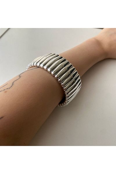 shop Women's Silver Bracelet Wide Chunky Stylish