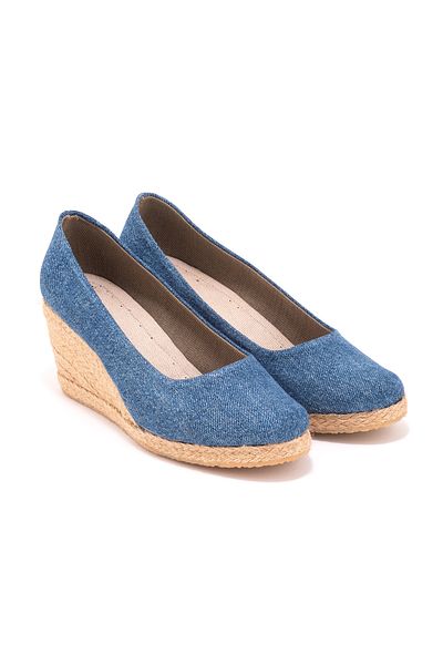Star Tombis Espadrile din denim realizate manual cu toc pană