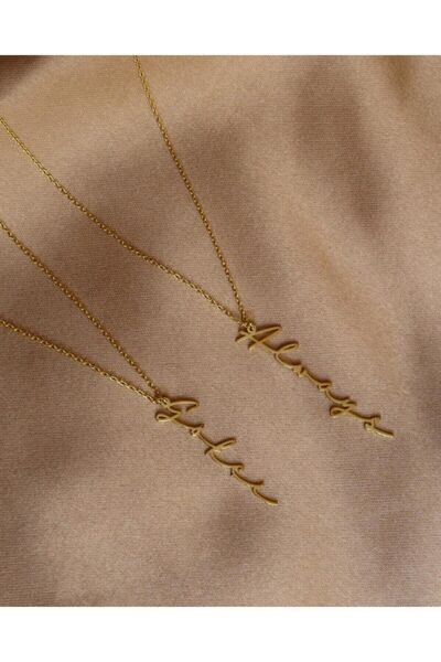 MUDİ GÜMÜŞ Dikey Isimli Trend Kolye