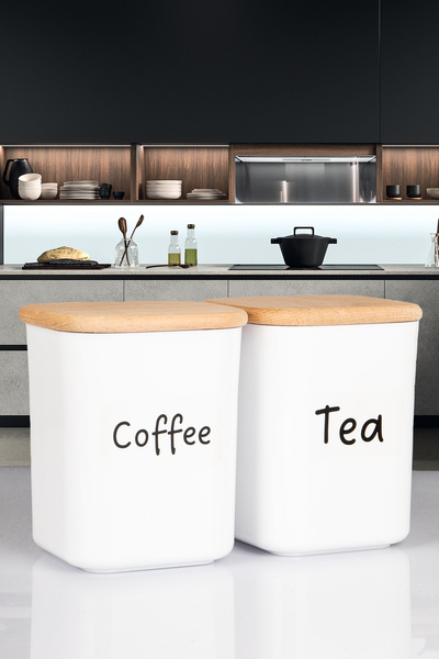 NYL HOME 2-Piece Wooden Vacuum Lid Square Tea Coffee Food Storage Container 9...