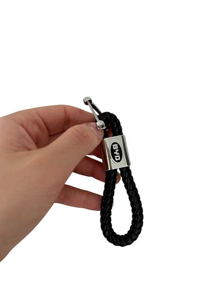 RoseTR Black Leather Braided Byd Keychain Accessory Compatible with Han Seal