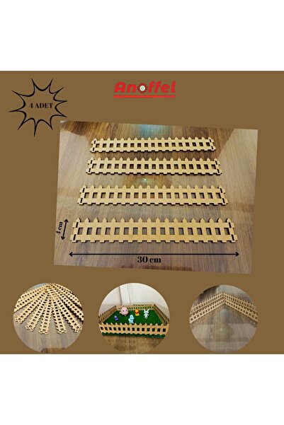Anoffel Ahşap  Boyanabilir Maket Çiti 4 Adet 30x4 cm