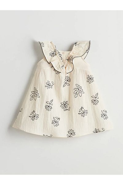 LC Waikiki LCW Kids Ecru Floral Μουσελίνα Φόρεμα για κορίτσια