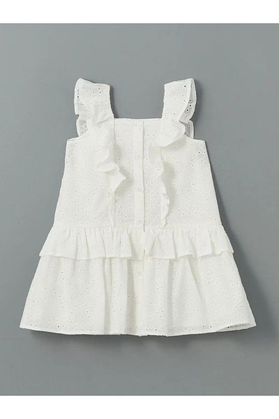 LC Waikiki Lcw Kids White Square Collar Girls' Lace Dress