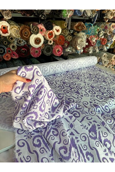 Yaren Ülker Şile Bezi Kumaş Mor-Lila Renk Çift En Desenli