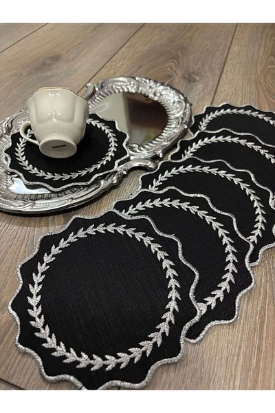LUXURY Yumarluk Model 6Pcs Coffee Side Presentation Napkin with Gold and Silver Color Assorted