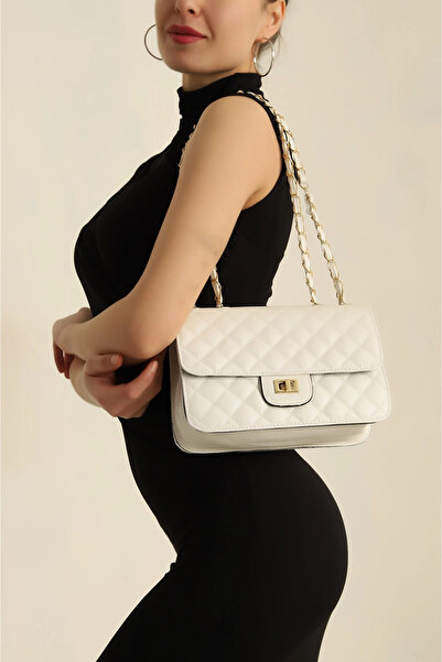 FHD BAGS Τσάντα ώμου με καπιτονέ κλειδαριά και ρυθμιζόμενο λουράκι αλυσίδας