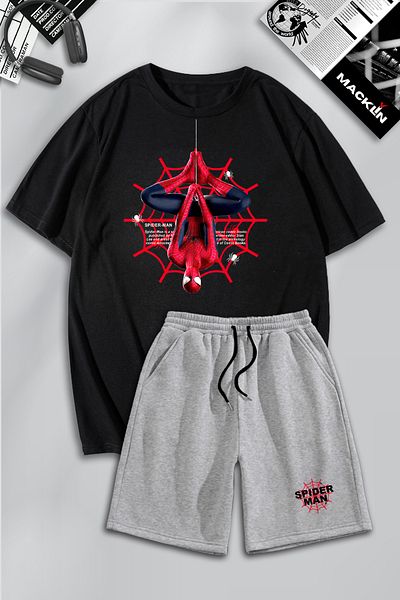 macklin Unisex Marvel Spiderman Printed Oversize Σετ: Tshirt & Σορτς