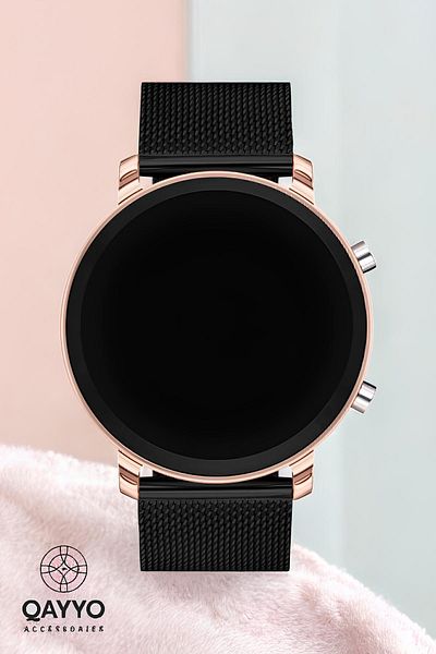 QAYYO Steel Mesh Cord Unisex Wristwatch Teen Led Watch