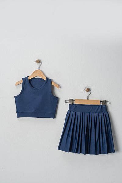 JW.22 Children's Tennis Skirt Crop Set Tennis Skirt Tennis Crop Pleated Skirt Crop Set