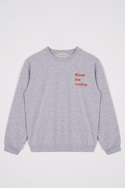 zepkids Момчешки суитчър с кръгло деколте и дълъг ръкав с отпечатан сив цвят