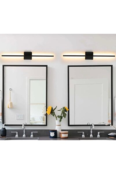 Betül Home Design Modern Dekoratif Aç-kapa Düğmeli Pilli Kare Led Duvar Aplik Siyah 65 CM (1 ADET) Pil Dahildir