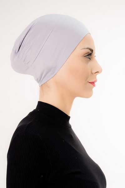 Şalcenneti.com Practical Gray Color Bonnet with Snap-On Front Seamless
