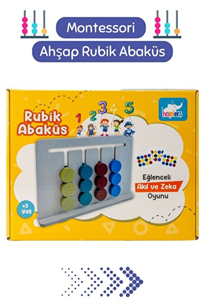 Hopiers Ahşap Rubik Abaküs / 3+ Yaş / Montessori Eğitici ve Öğretici  Çocuk O...