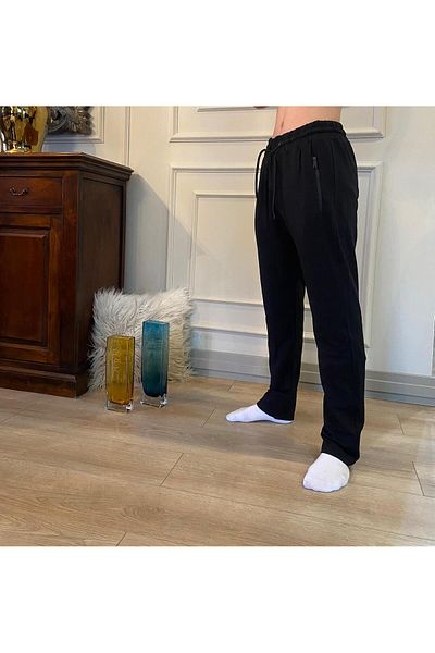 DÜVEN Μαύρο ανδρικό Jogger Sweatpants - Χαλαρή εφαρμογή, 2 τσέπες με νήματα, εξαιρετικής ποιότητας