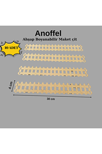 Anoffel Ahşap  Boyanabilir Maket Çit 10 Adet 30x4 cm