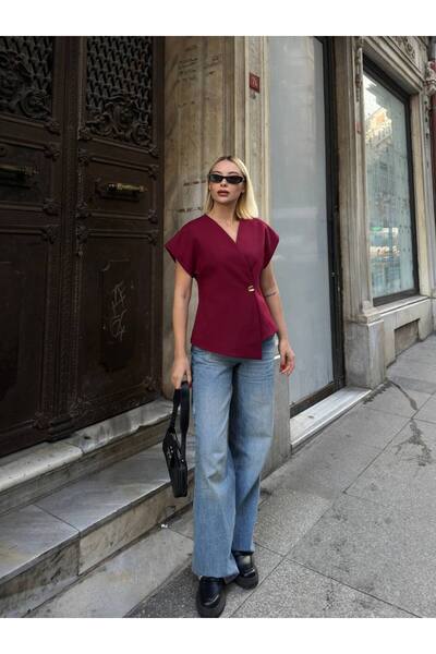 buqre's moda Asymmetrical Vest with Gold Button Detail