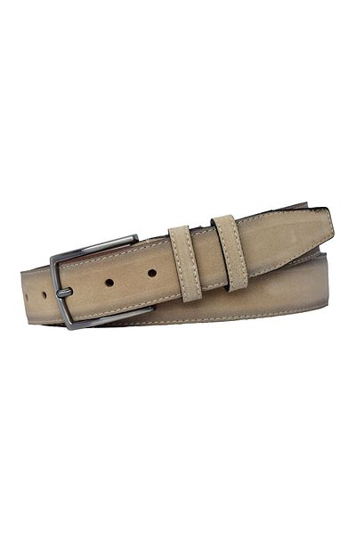 GoDeri 100% Quality Suede Leather Fabric Pants with Cream Classic Belt 3.5-cm