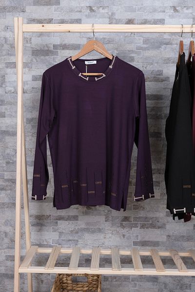 MUSTÜN Knitwear Collar Stone Embroidered Blouse