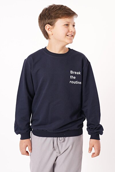 zepkids Велосипедний комір, довгі рукави, принт, синій колір, світшот для хлопчиків