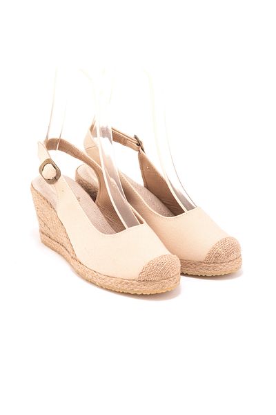Star Tombis Real Handmade Back Strap Open Heel Straw Toe Linen Espadrille Wedge Heel Handmade