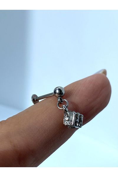 kurukafagift Steel Piercing: Tragus Helix Cartilage Cz 8 mm Dangle