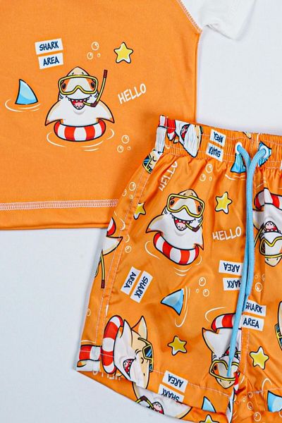PODIUM GYM Two Piece Submersible Fabric with Uv Protection - Shark Area - Men with Shorts