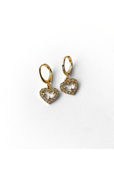 shop Women's Steel Gold Earrings Zircon Stone (One Pair)