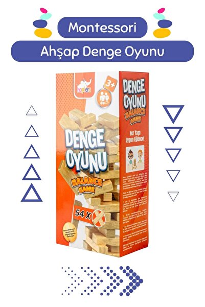 Hopiers Ahşap Denge Oyunu / Eğitici ve Eğlenceli Strateji Oyunu / 54 Parça Do...